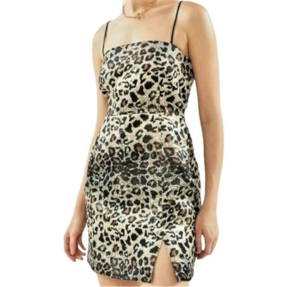 Urban Outfitters Animal Print Mini NWT Sz Small Gold Metallic Thread Accent